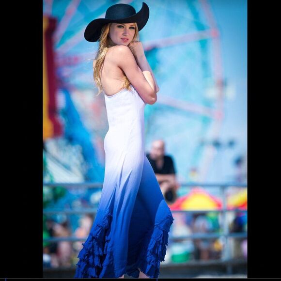 Free People XS Hazy Days Maxi Slip Dress Summer Sexy Purple Boho Ruffle Coquette - Picture 16 of 16